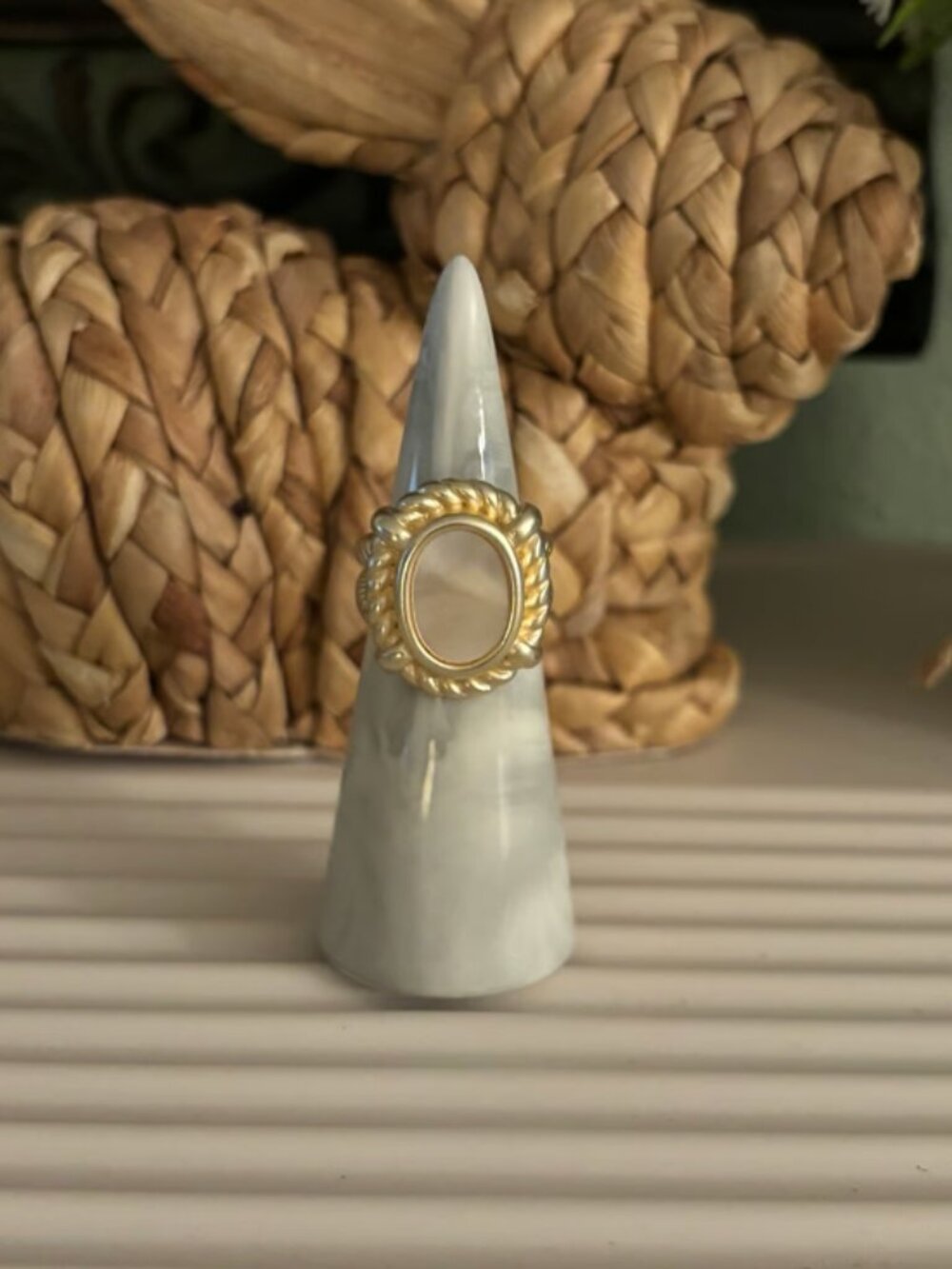 Mother of Pearl and Matte Gold Ring